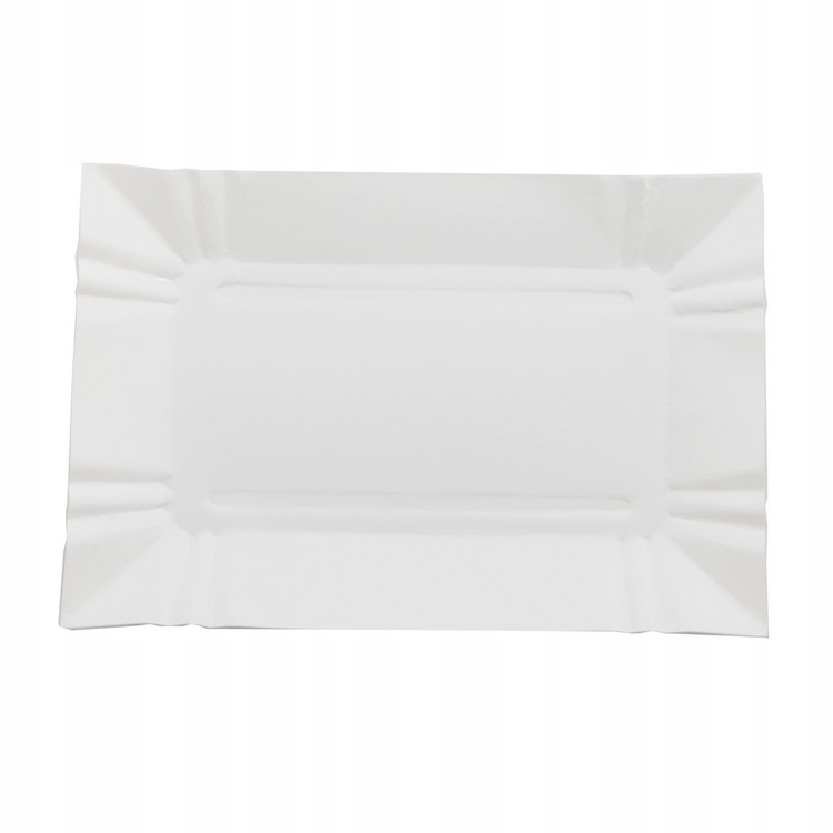 Tacki papierowe jednorazowe białe talerze grill frytki 14x20cm - 100 szt.