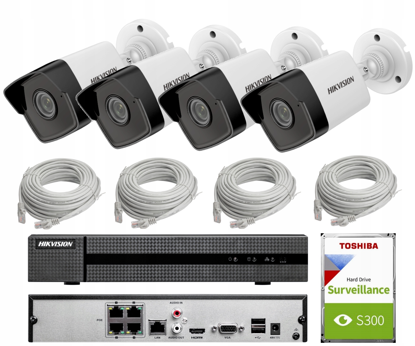 Sada pro monitorování Hikvision IPCAM-B4-NVR-4CH-POE-1TB