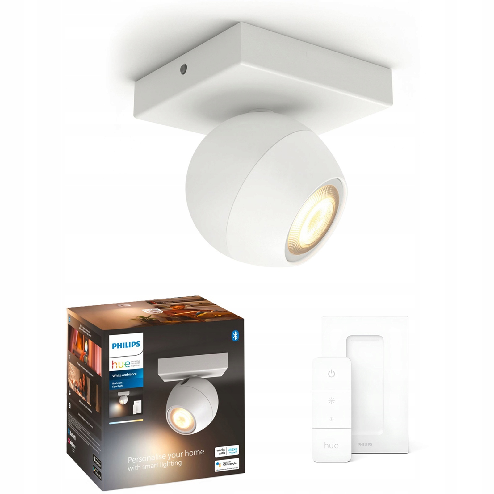 Led bodová nástenná lampa Spot Buckram Biela GU10 5W Philips Hue diaľkový ovládač