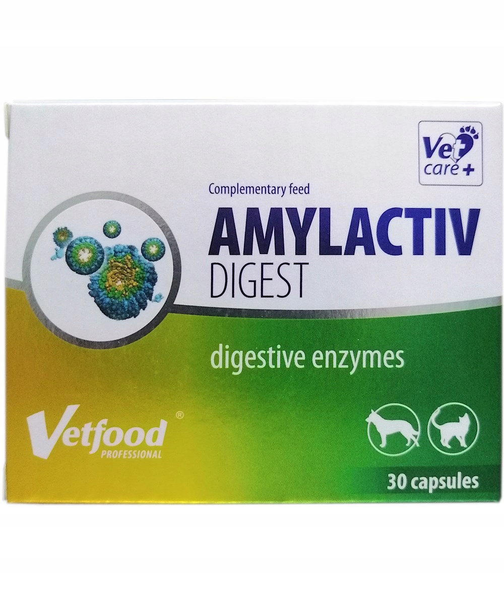 Vetfood Amylactiv Digest enzymy trawienne dla psa kota 30 kapsułek