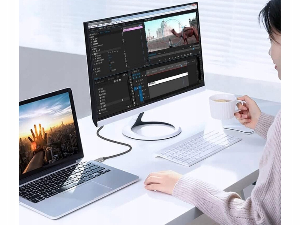 Kabel przewód displayport usb typ-c 1.4 video audio 8k 4k 2k 1,8m Długość kabla 1.8 m