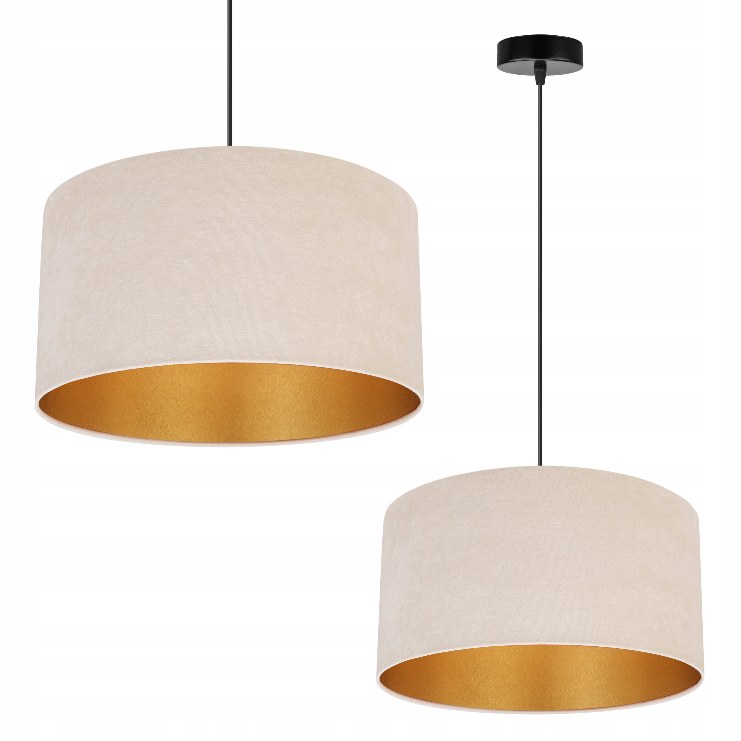 Závěsné Stropní Svítidlo S Jedním Zlatým Glamour Krémovým Stínítkem