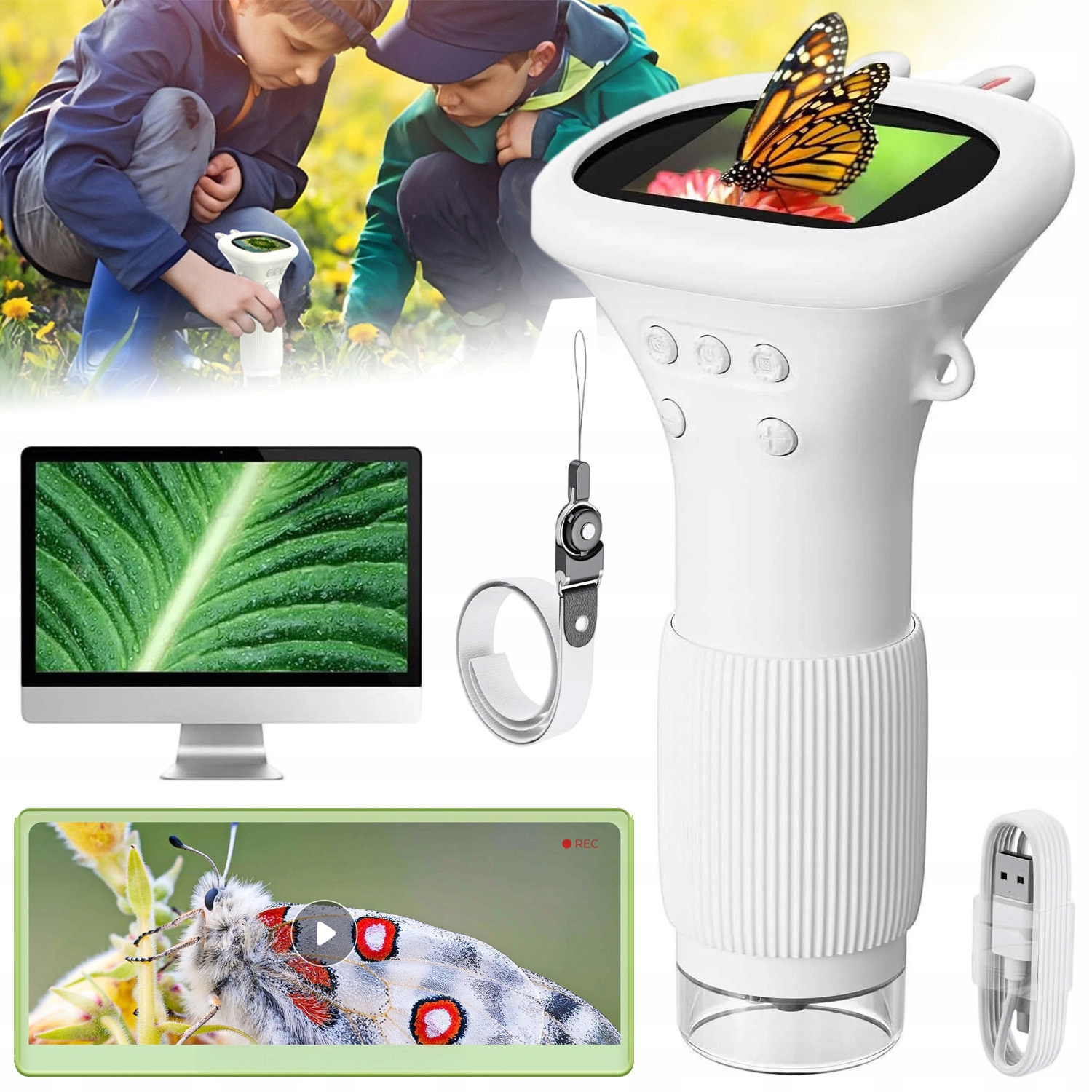 Dětský Digitální Mikroskop 1000X Zvětšení 2MP Paměť 32MB 8LED Dárek