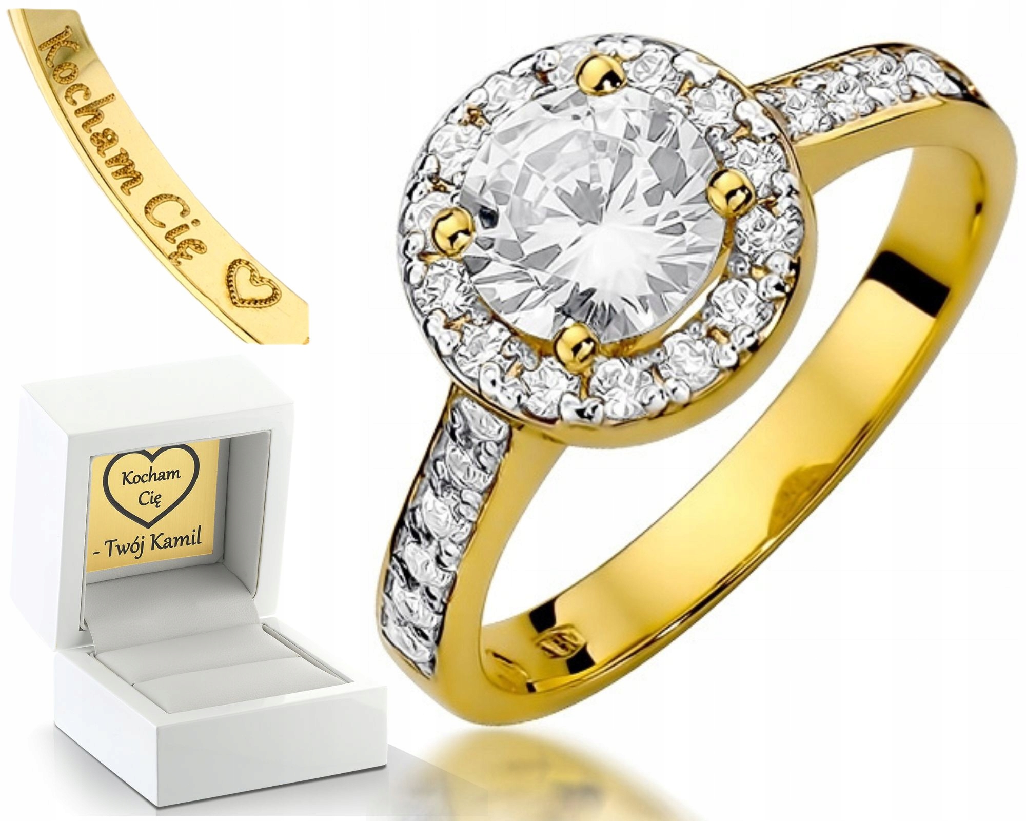 Zlatý Prstýnek S Diamanty 0,74 Ct Gravírování 585