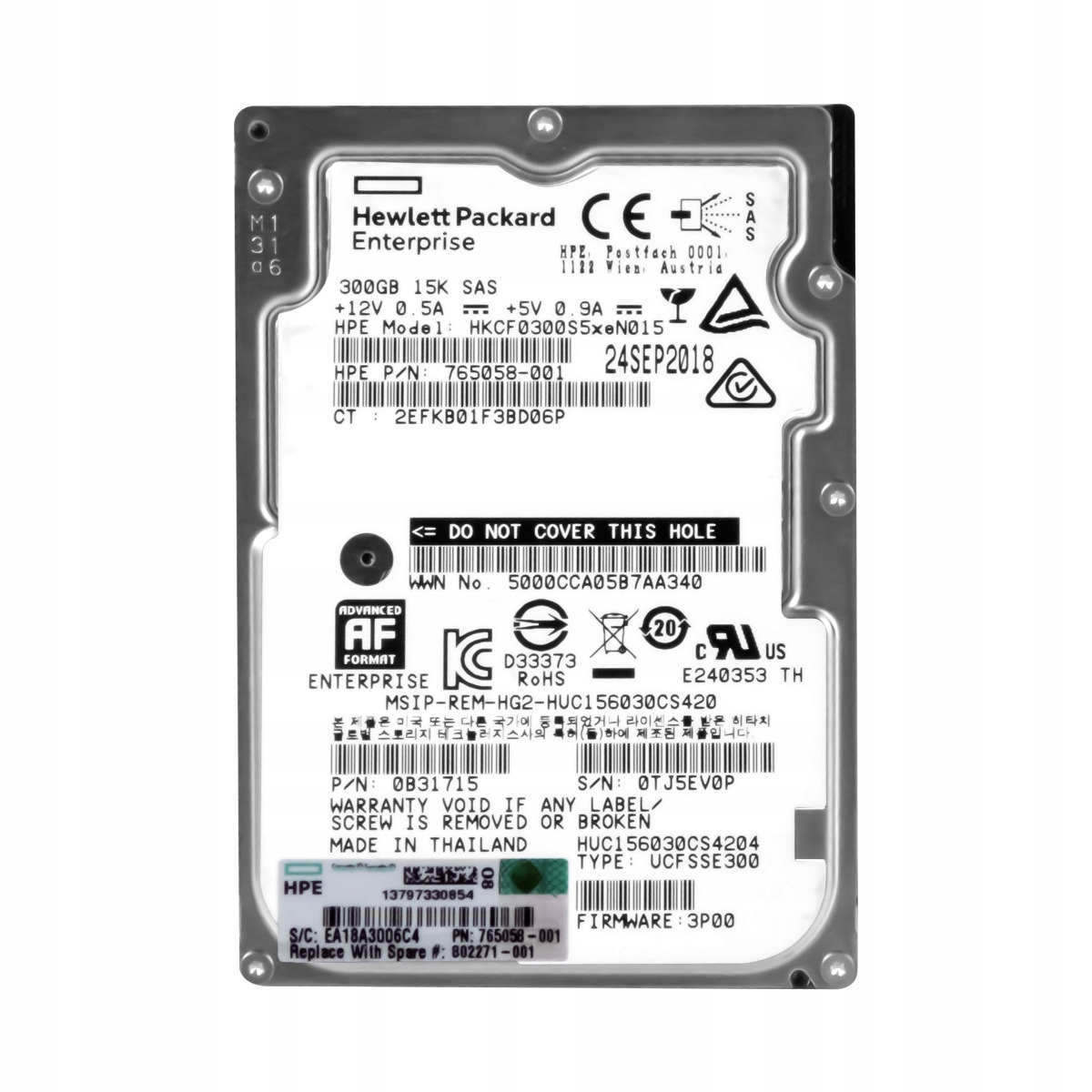 Hp 765058-001 300GB 15K SAS-3 2.5 HKCF0300S5xeN015