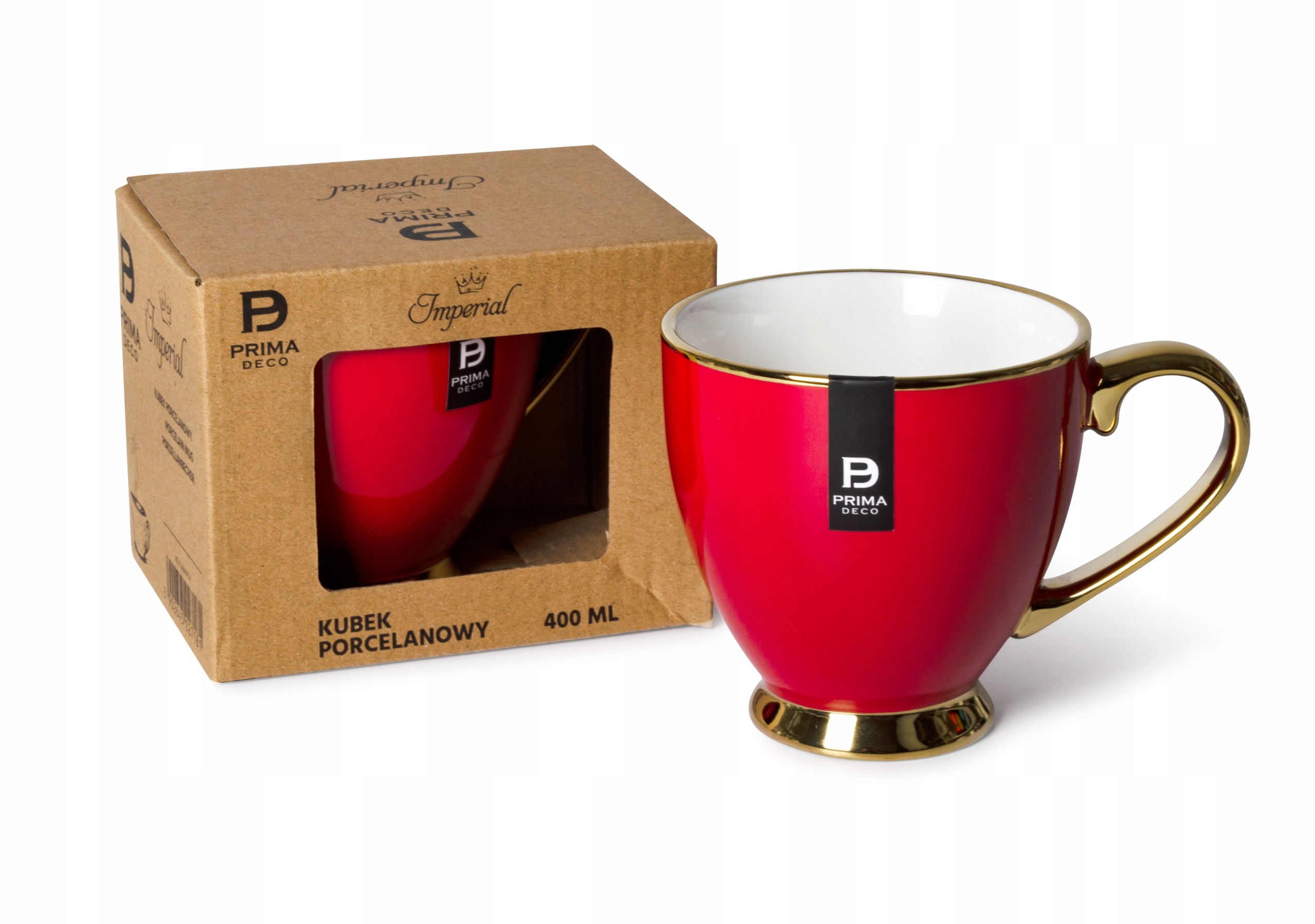 

Kubek Porcelanowy Duża Filiżanka 400ML Złoty Rant