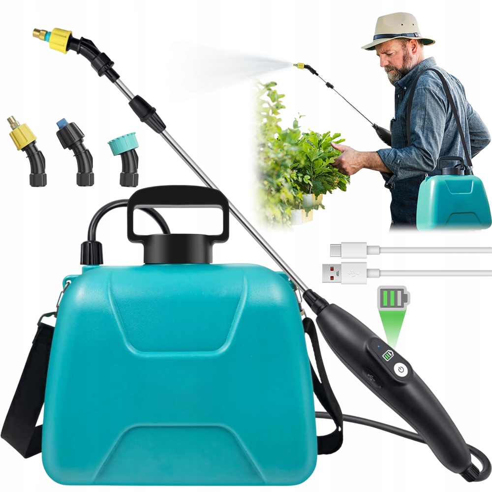 Elektrický Akumulátorový Postřikovač 8L Teleskopický 60 cm S 3 tryskami 2.2 Ah