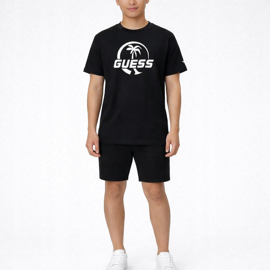 Pánské triko Guess cn logo palm t-shirt
