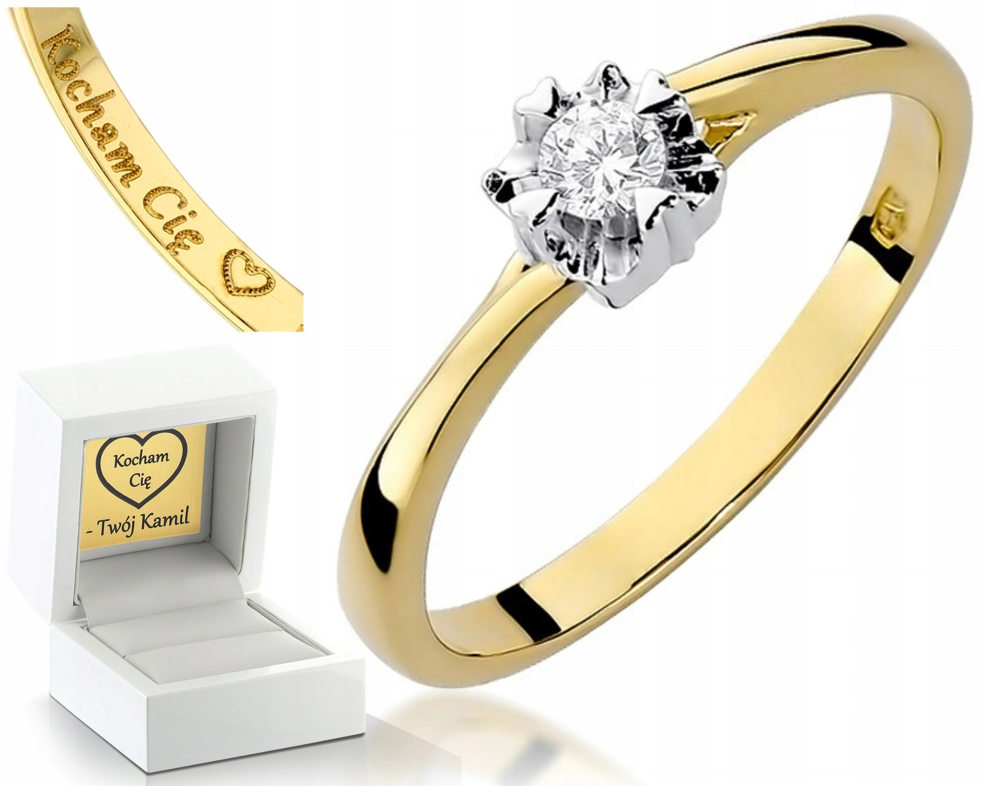 Zlatý Prstýnek S Briliantem 585 Gravírování Bonus Zlato