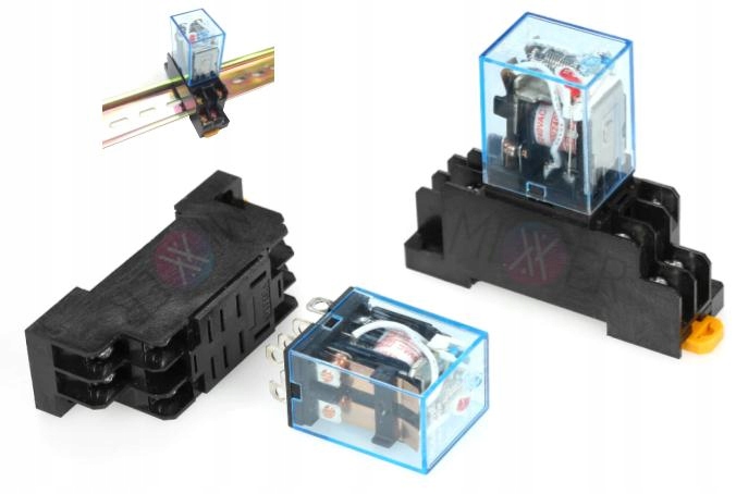 

Stycznik Przekaźnik 12V DC z Podstawką 2x5A 1x10A