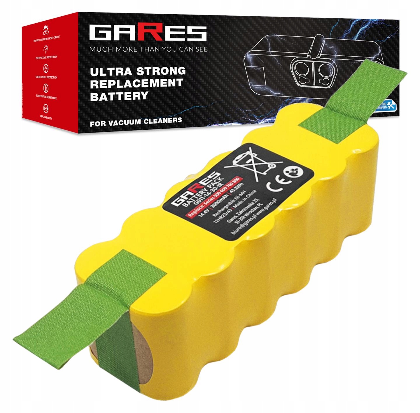 Baterie Akumulátor pro iRobot Roomba 510 520 530 531 534 14,4V 3000mAh 3Ah