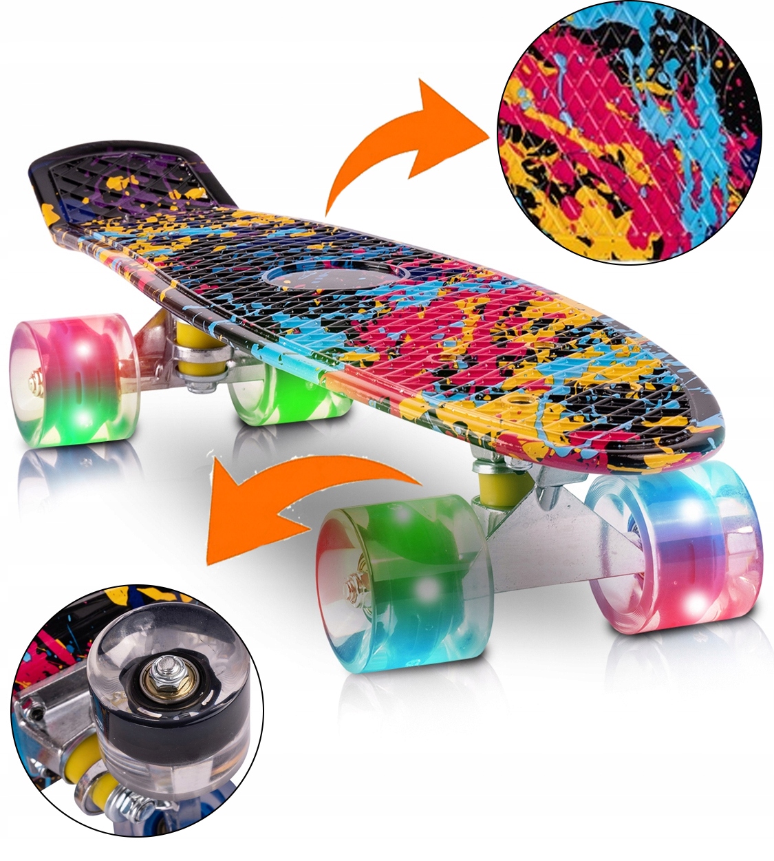 DESKOROLKA FISZKA LED ŚWIECĄCE KOŁA LED RGB DESKA FISHBOARD DLA DZIECI Kolor wielokolorowy