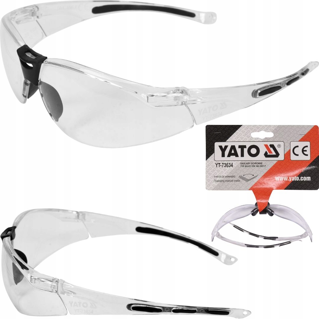 OKULARY OCHRONNE GOGLE BEZBARWNE PRZECIWODPRYSKOWE KLASA OPTYCZNA 2 PC YATO