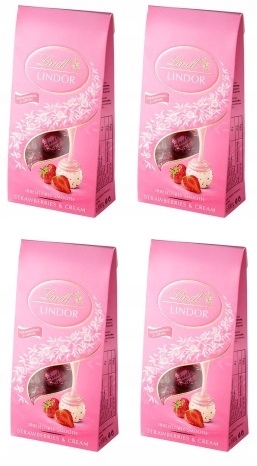 4x 100g Lindt Lindor praliny Strawberry Bag