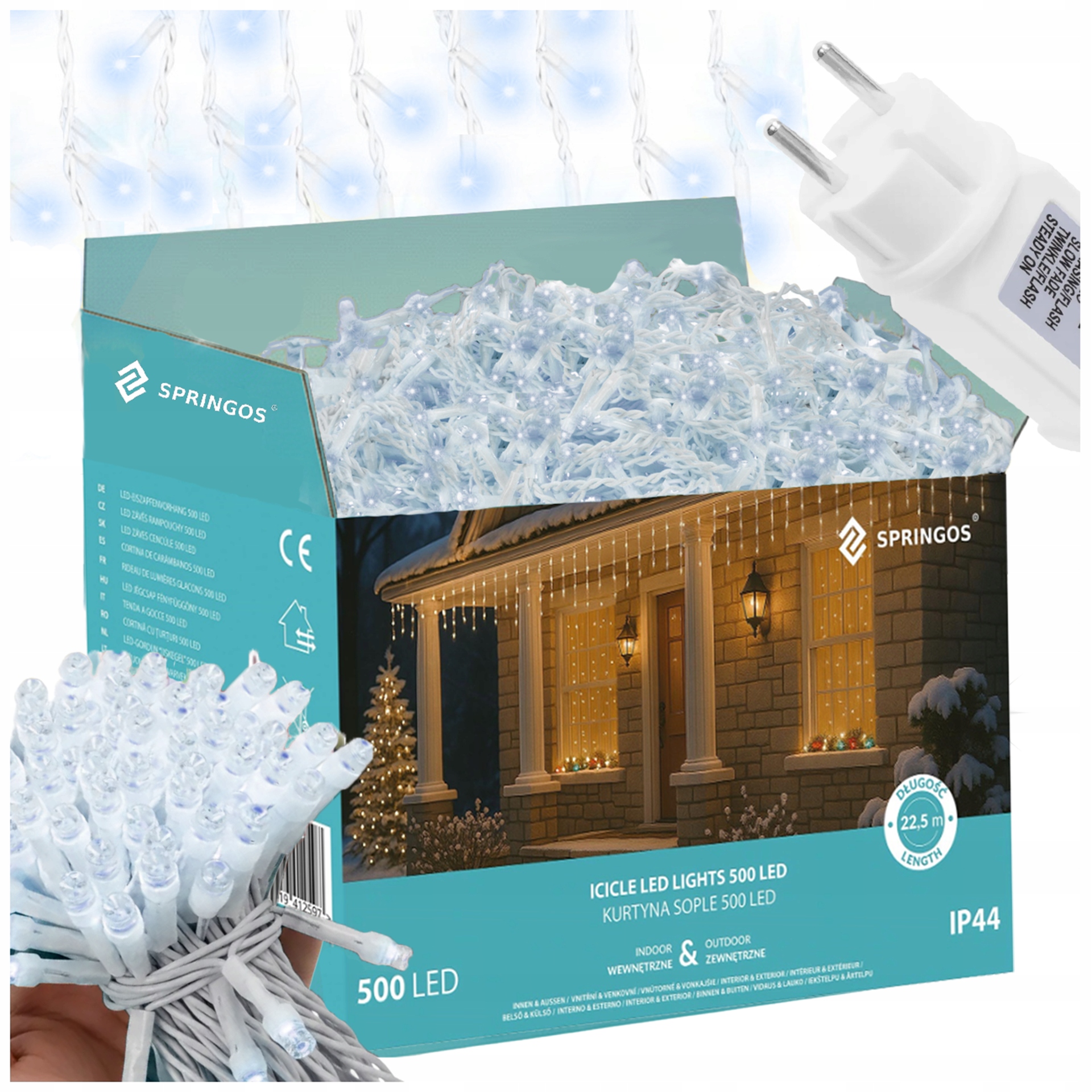 Sople 1000LED Venkovní Osvětlení 45 M Studená Bílá Silná Vánoční Clona