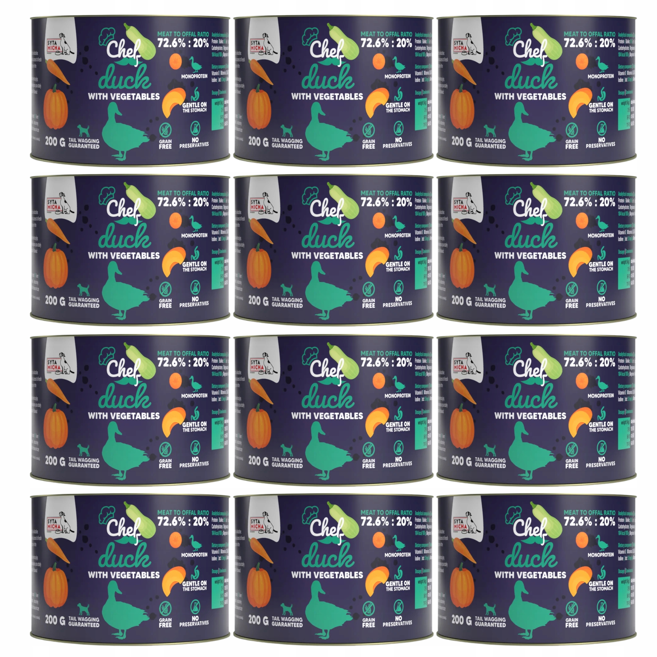 Levně Syta Micha Chef krmivo pro psy kachna se zeleninou 12 x 200 g