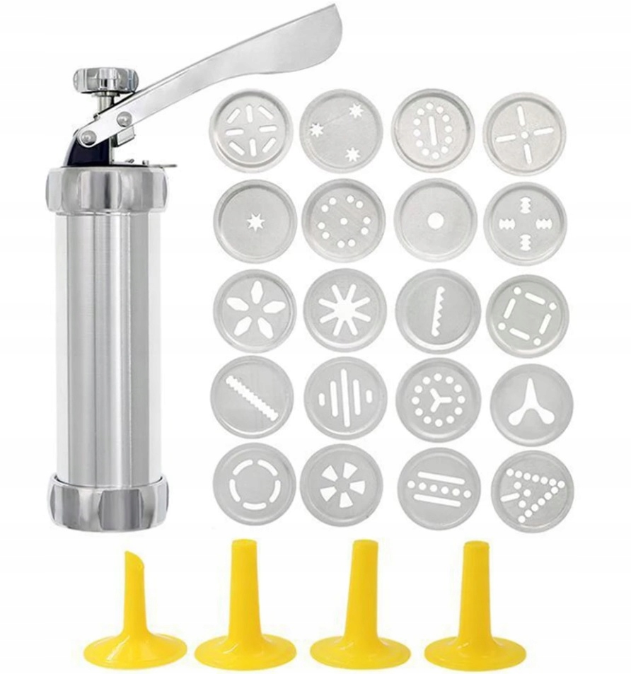 MASZYNKA DEKORATOR PRASKA DO CIAST TORTÓW SZPRYCA DO CIASTEK 24 ELEMENTY