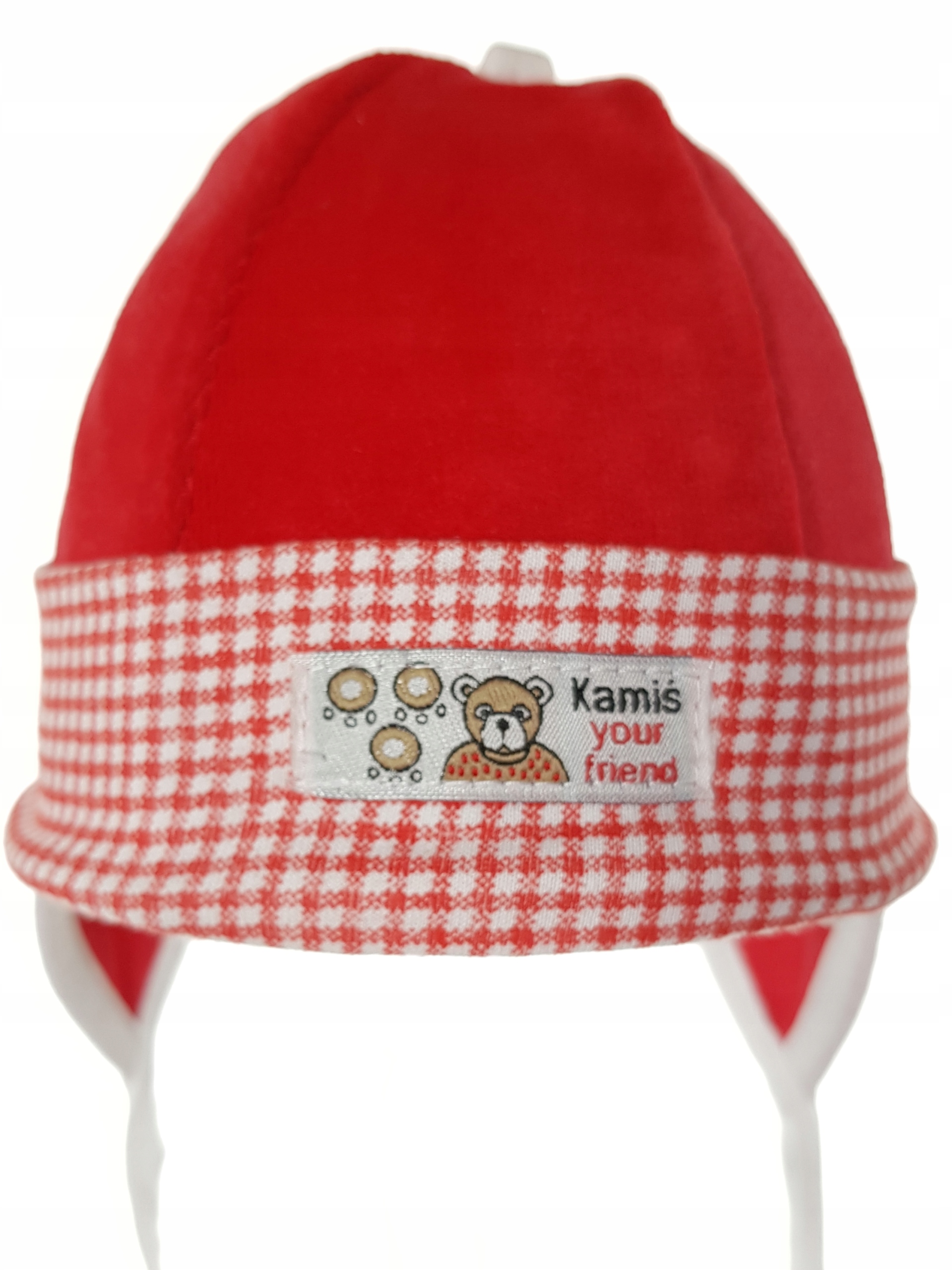 POLSKA CZAPKA WELUR CZAPECZKA WIĄZANA Z USZAMI DLA NOWORODKA 0-3 MC 18KOLOR Kolor niebieski