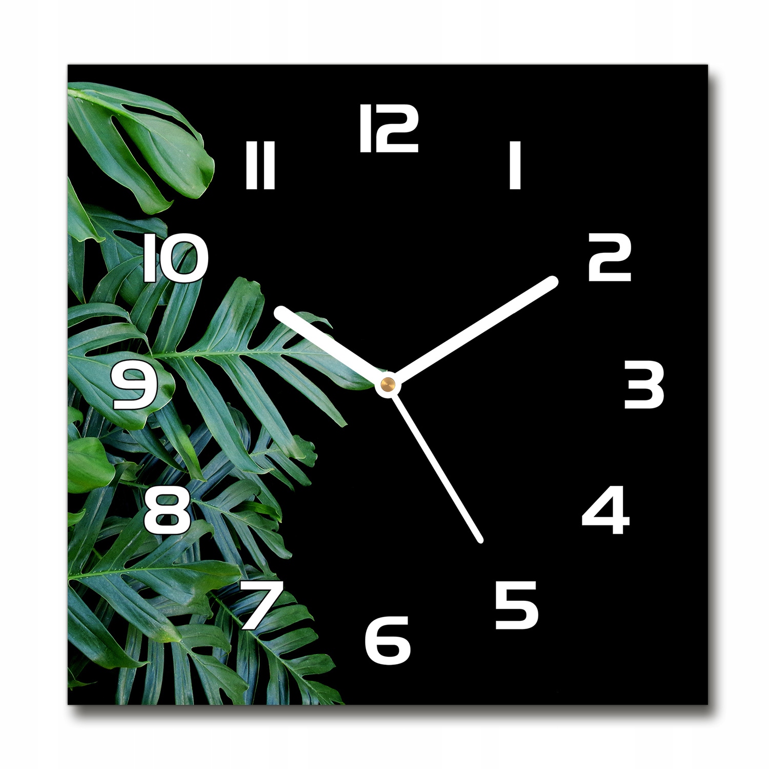 

Zegar ścienny szklany kwadratowy Monstera 30x30 cm