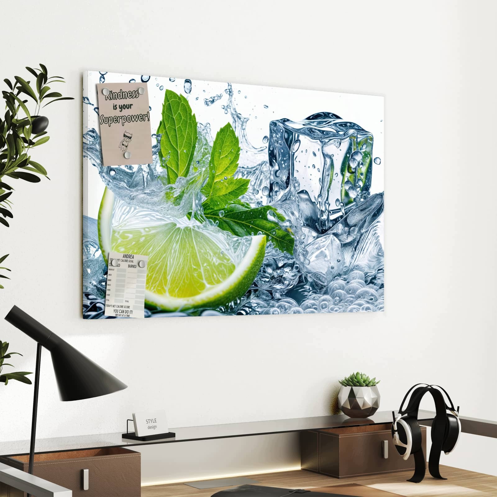 Magnetická tabule Cákance limetky 60 × 40 cm