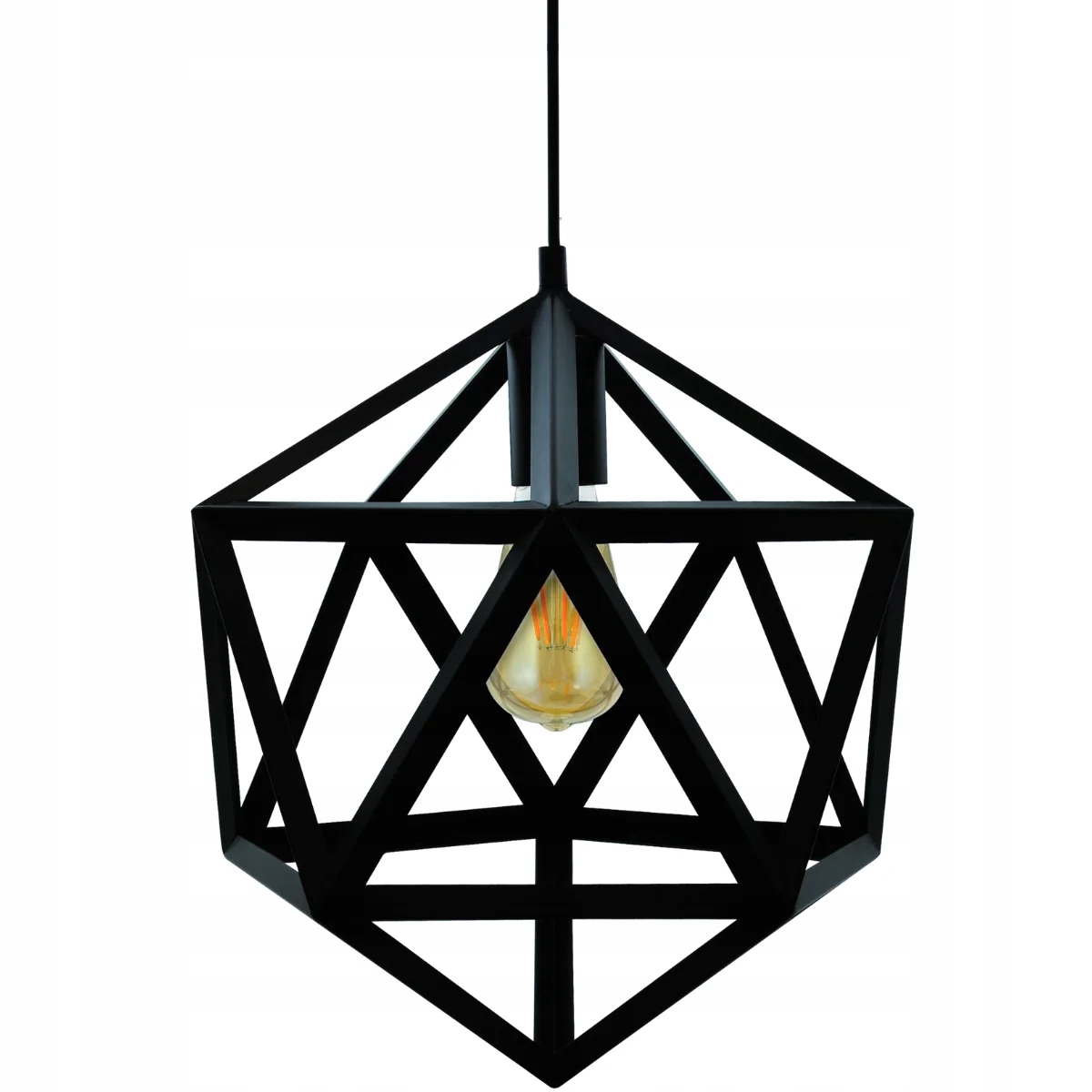 Černá geometrická závěsná lampa moderní do ložnice na loftový stůl Polux