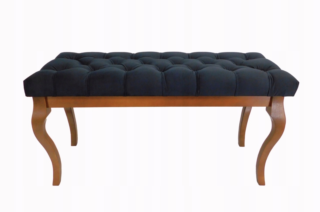 Čalúnená lavica čierny velúr drevo buk orech 105 x 40 cm H 55 cm