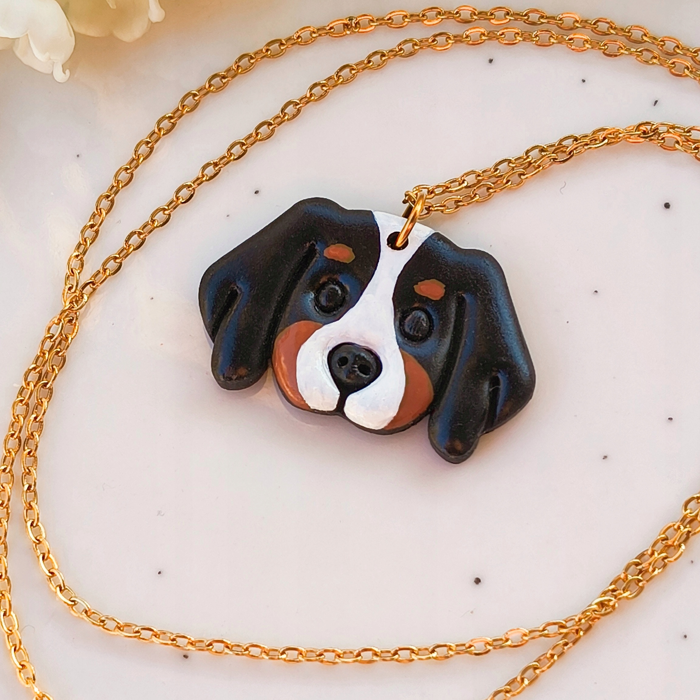 Náhrdelník s pejskem, Entlebucher s podobiznou appenzeller, pro psa, boho