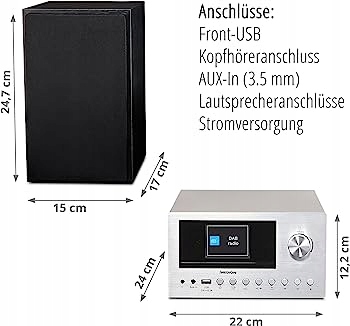 INTERNETOWA MIKRO WIEŻA DAB+ MD85008 FM USB BT 30W Moc znamionowa RMS 30 W