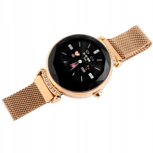 

SmartWatch Damski Kryształki złoty pasek stalowy!