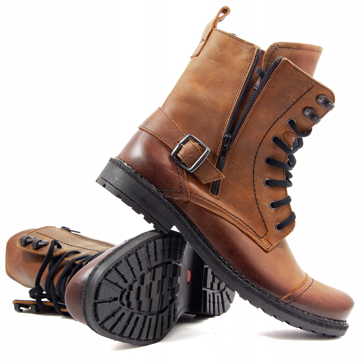 Pánské vojenské boty Moto Boty Kotníková obuv Kůže 83 Hnědá 39