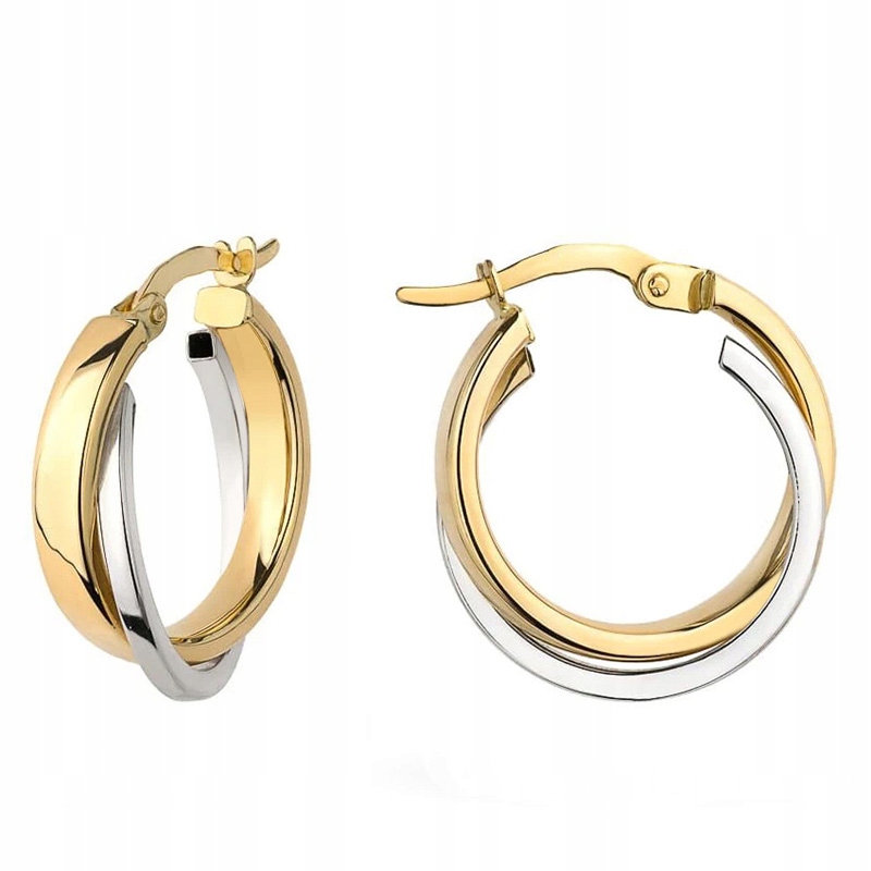 Kulaté Zlaté Náušnice pr. 585 Dvoubarevná Kolečka