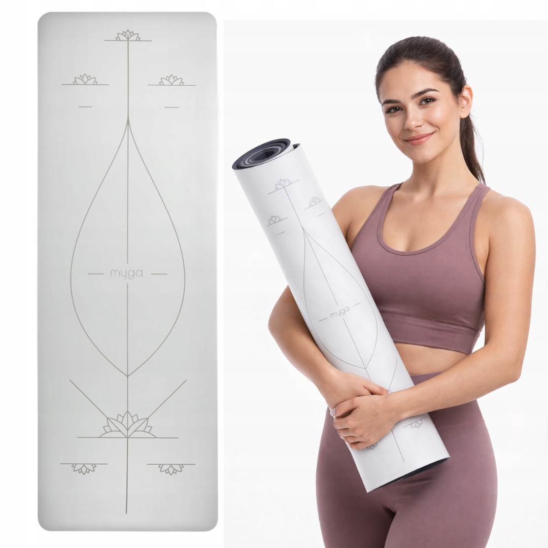 Kauczukowa mata do ćwiczeń jogi myga Alignment 6mm XL szary