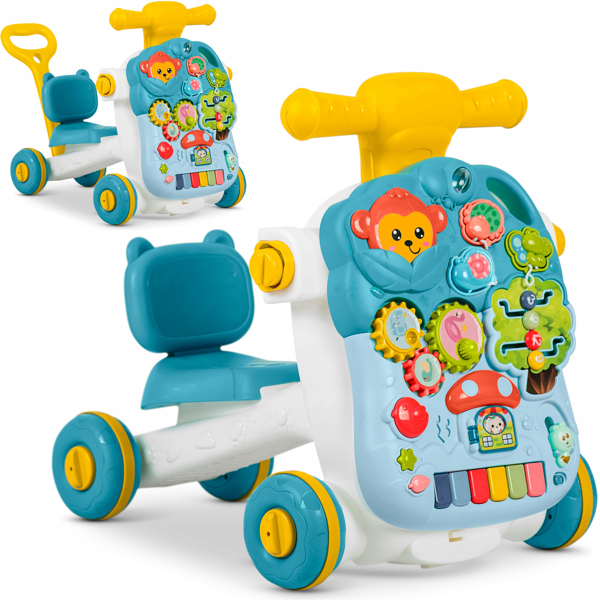 Jeździk Chodzik Pchacz Interaktywny Stolik Tablica Edukacyjna 5W1 Ricokids