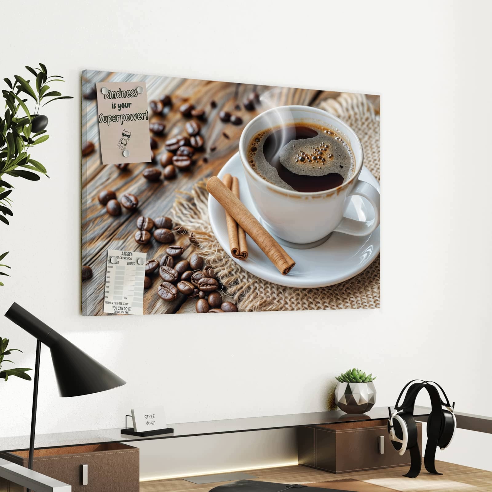 Magnetická tabule Káva Skořice 60 × 40 cm
