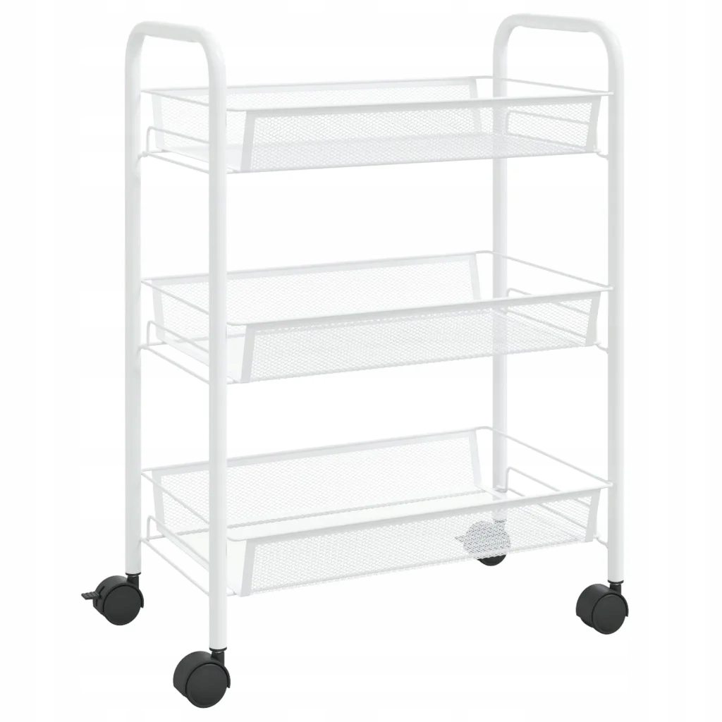 Organizační vozík bílý 46 x 26 x 64 cm, železo, 4 kolečka s brzdami