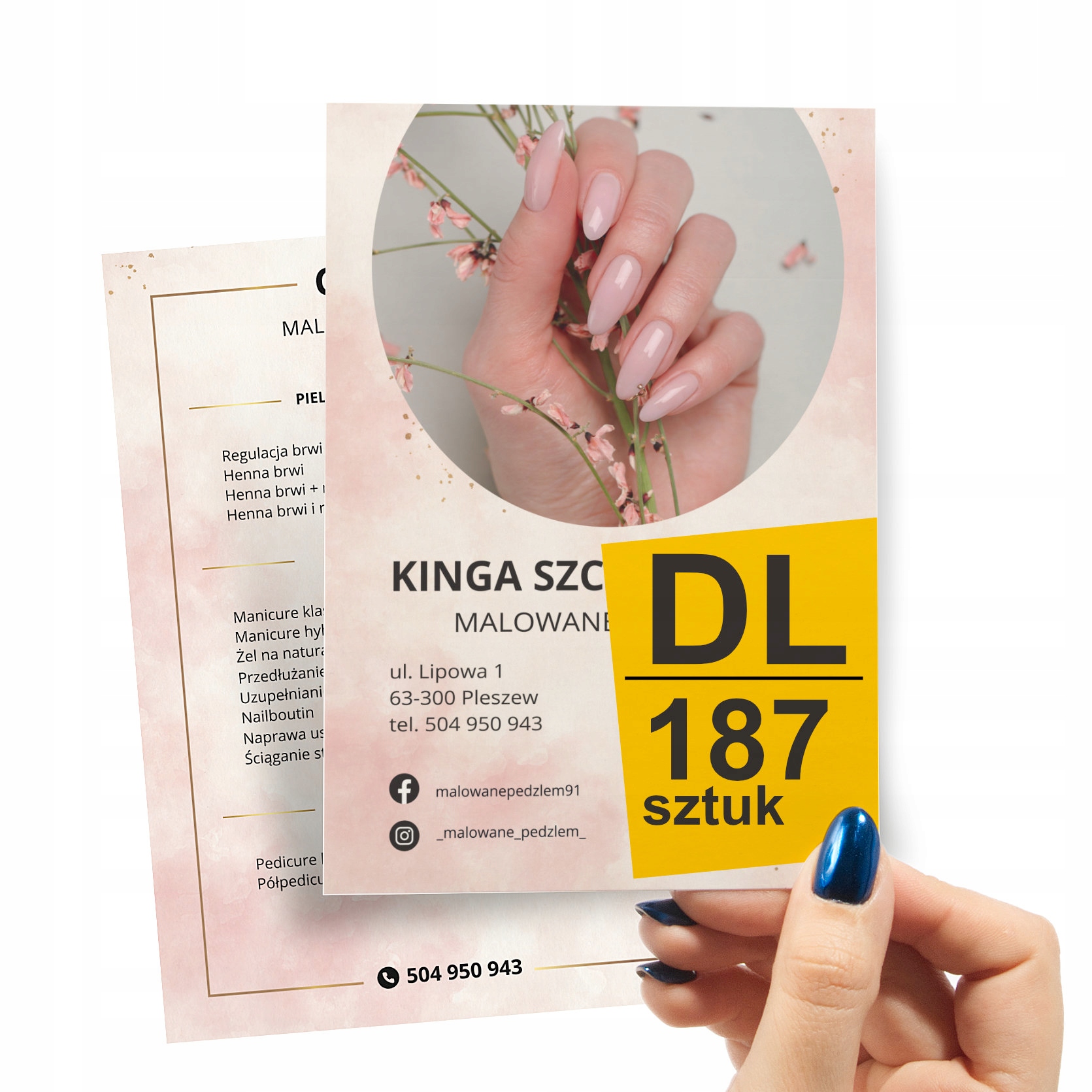 

Ulotki z własnego projektu DL dwustronne 187 szt