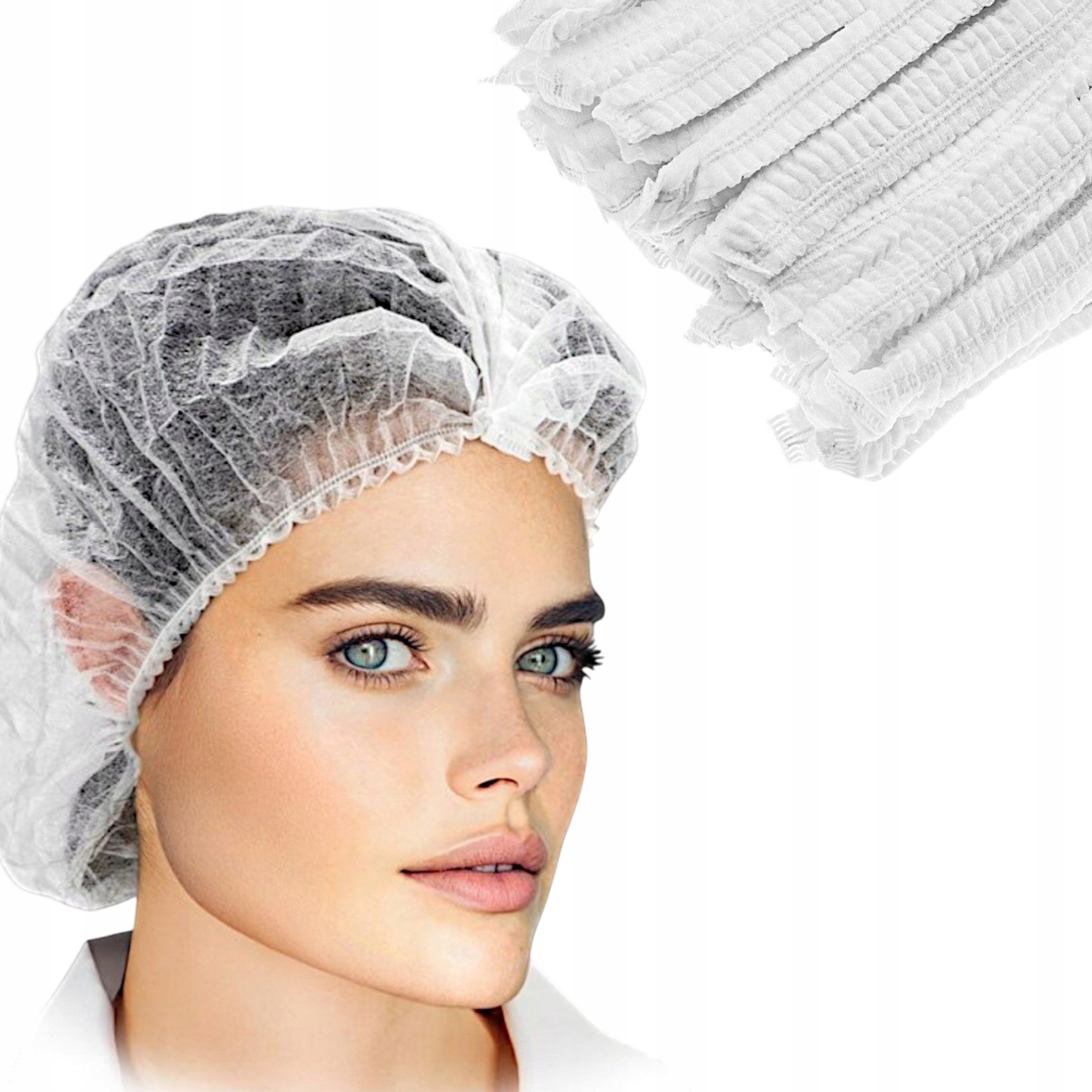 Czepek jednorazowy ochronny zestaw 100 sztuk biały uniwersalny rozmiar