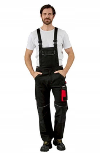 Parkside Ogrodniczki spodnie robocze szelki męskie wodoodporne czarne 52