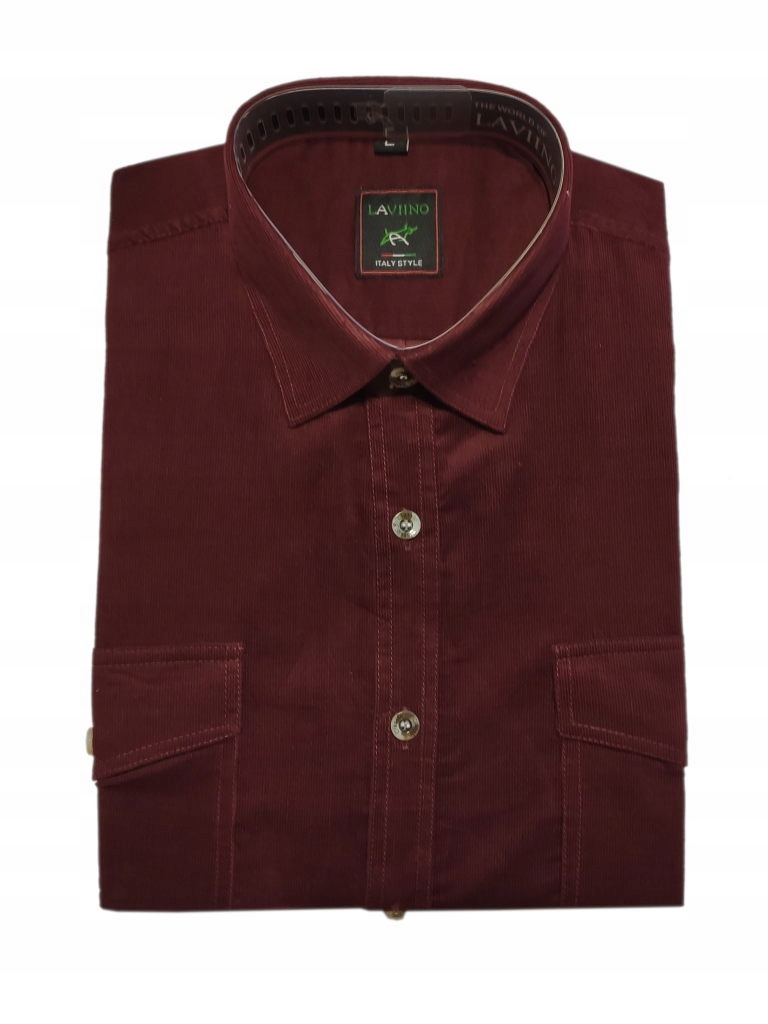 

L Koszula męska sztruksowa bordowa