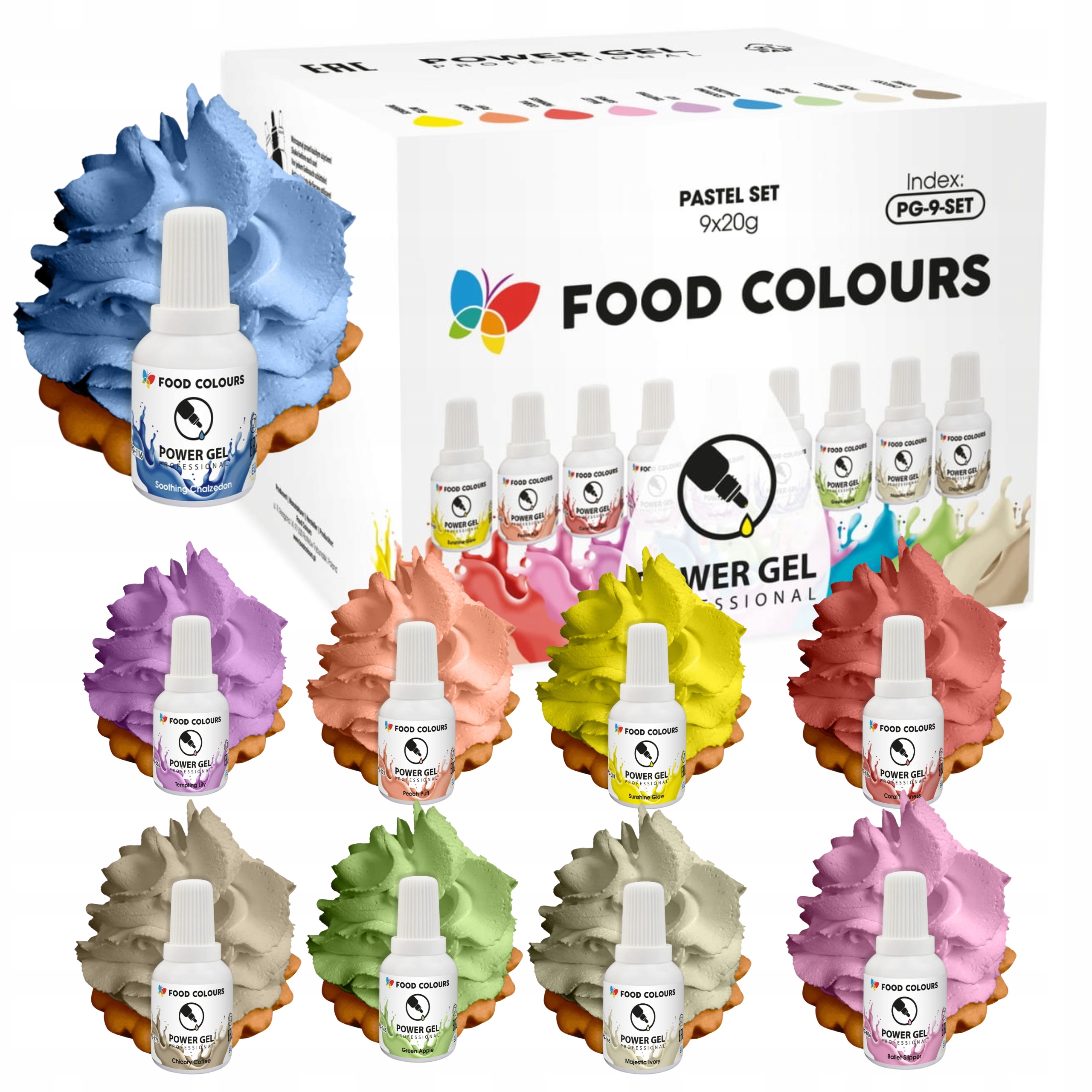 Levně Potravinářské gelové barvivo Food Colours 180 g 20 ml 9 ks vícebarevný MIX