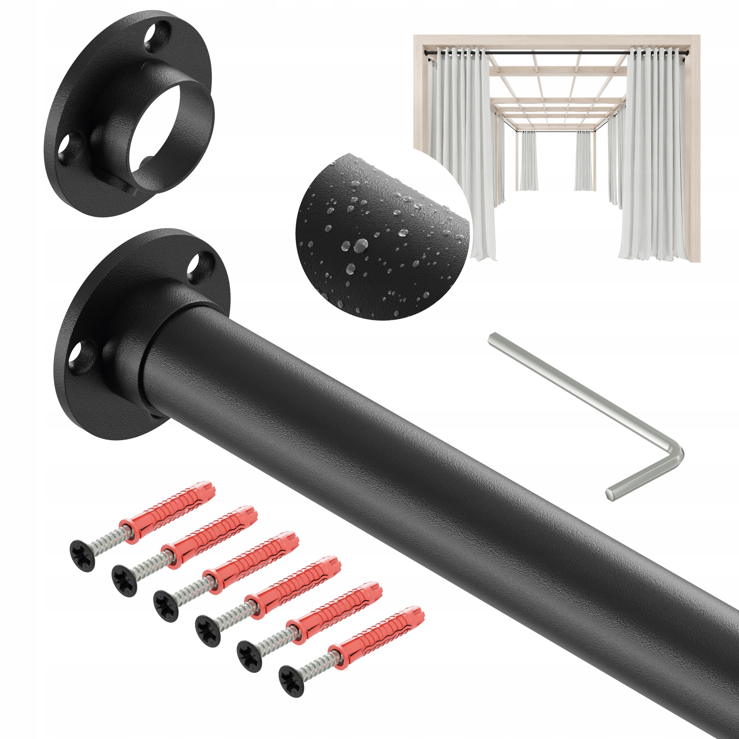 Tyč Na Zahradní Záclony Do Altánku Balkon Terasa Pozink 25 mm 400 cm Struktura