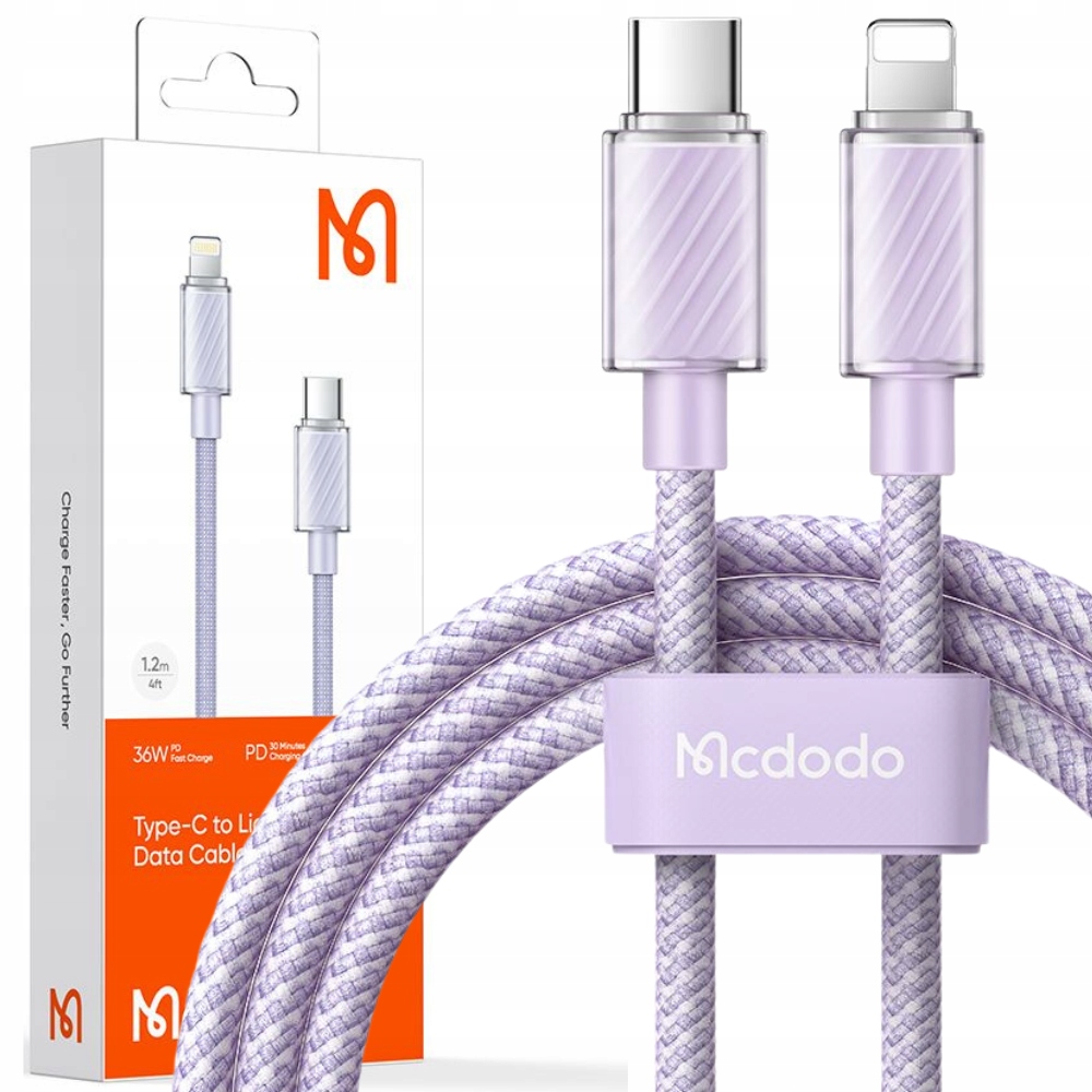 Kablu Usb-c do Lightning McDodo 1.2m, Fioletowy, Quick Charge 3.0