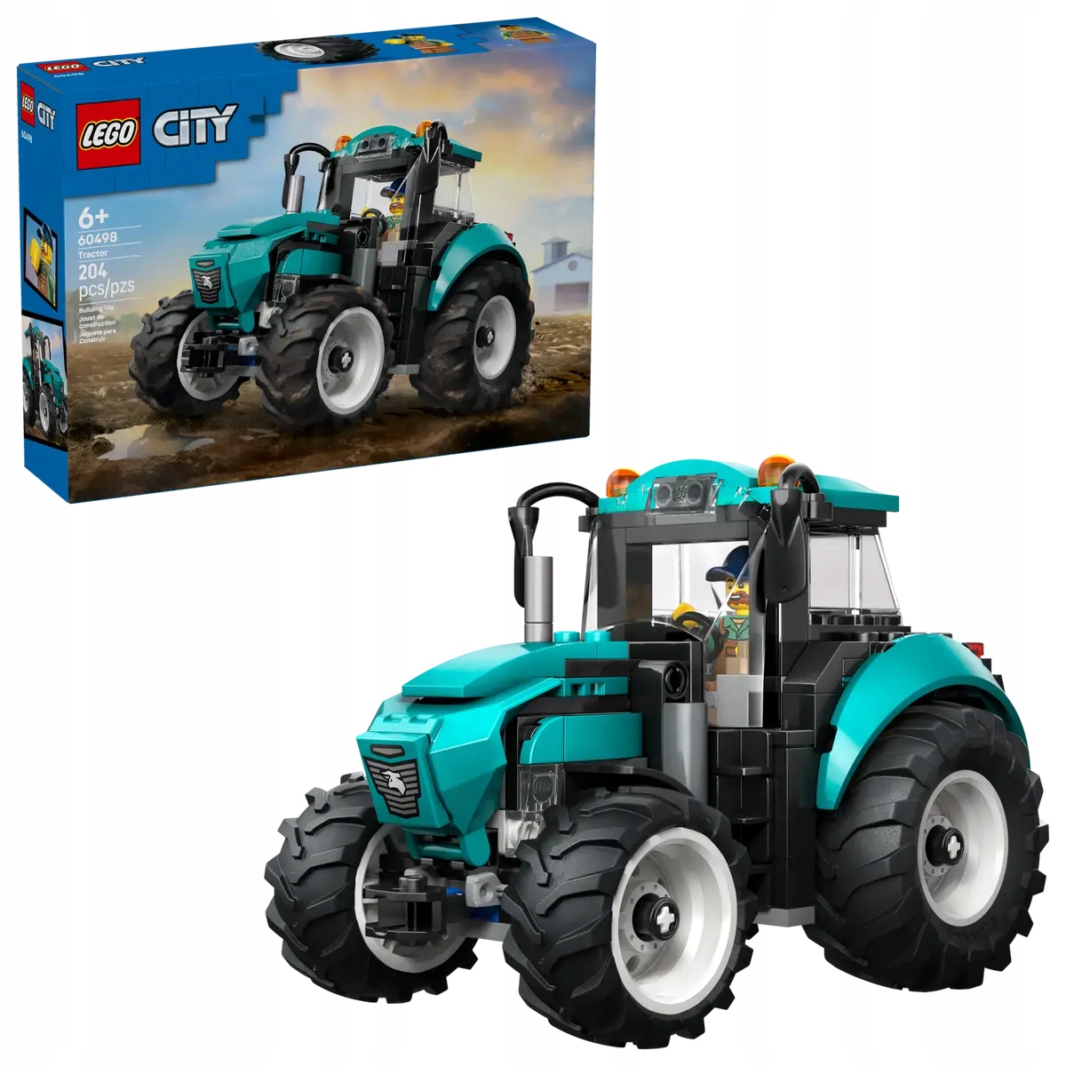 Lego City 60498 Traktor a zemědělec, tyrkysový zemědělský traktor, stavebnice