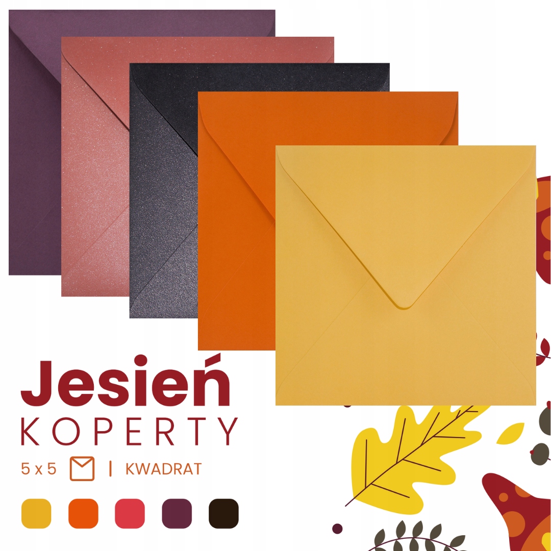 

Koperty kwadratowe kolorowe mix Jesień 25szt.