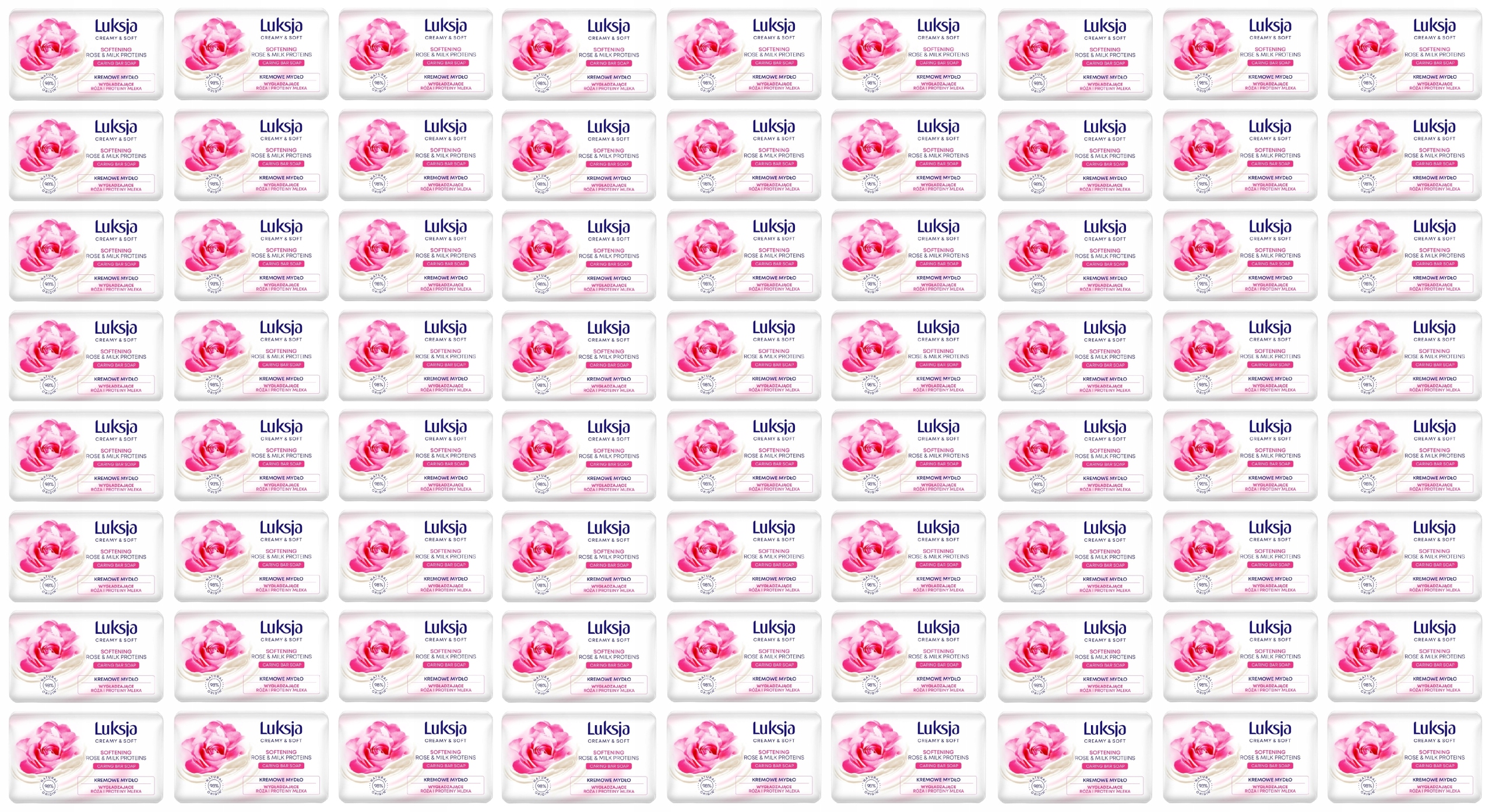 Luksja Kremowe mydło w kostce Róża i Proteiny mleka 72 x 90 g
