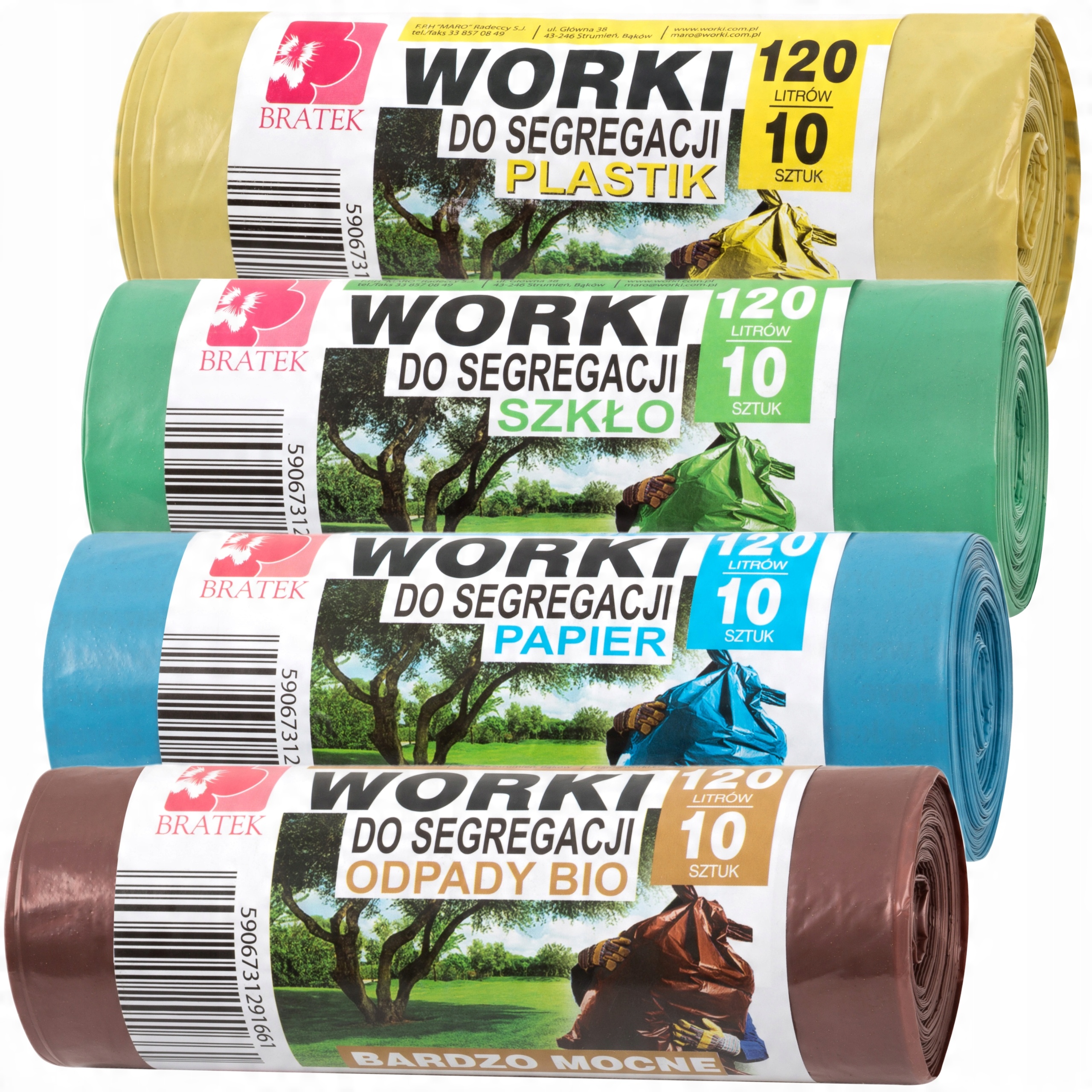 

Worki do segregacji Papier Szkło Bio Plastik 120L