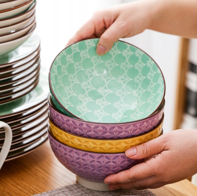 ZASTAWA kolorowa BOHO wzorzysta ETNO SERWIS VANCASSO TULIP 16 szt/ 4 osób Kształt Okrągły