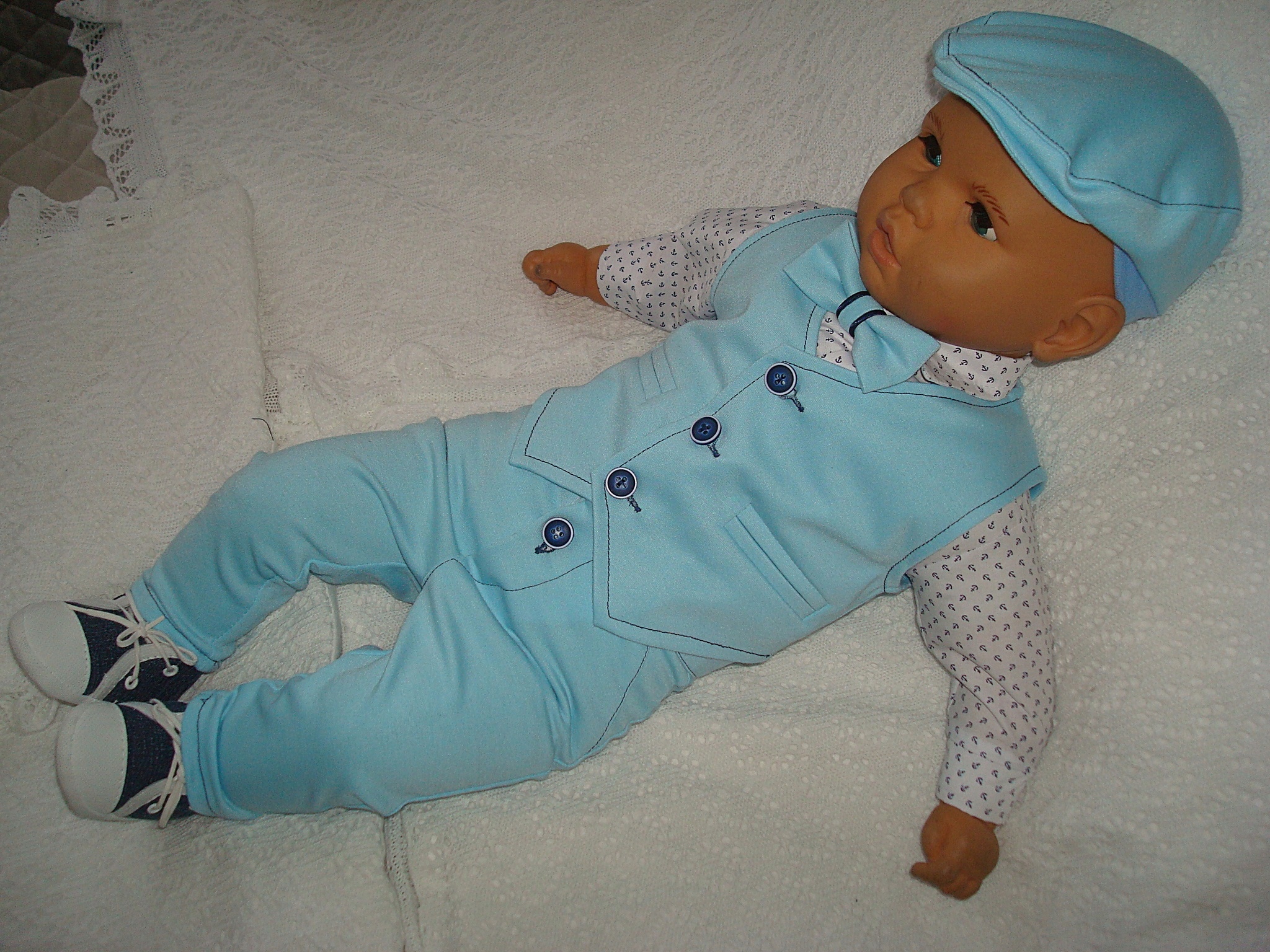 BAWEŁNA KAMIZELKA KOMPLET UBRANKO/CHRZTU/WESELE/74 Marka bez marki