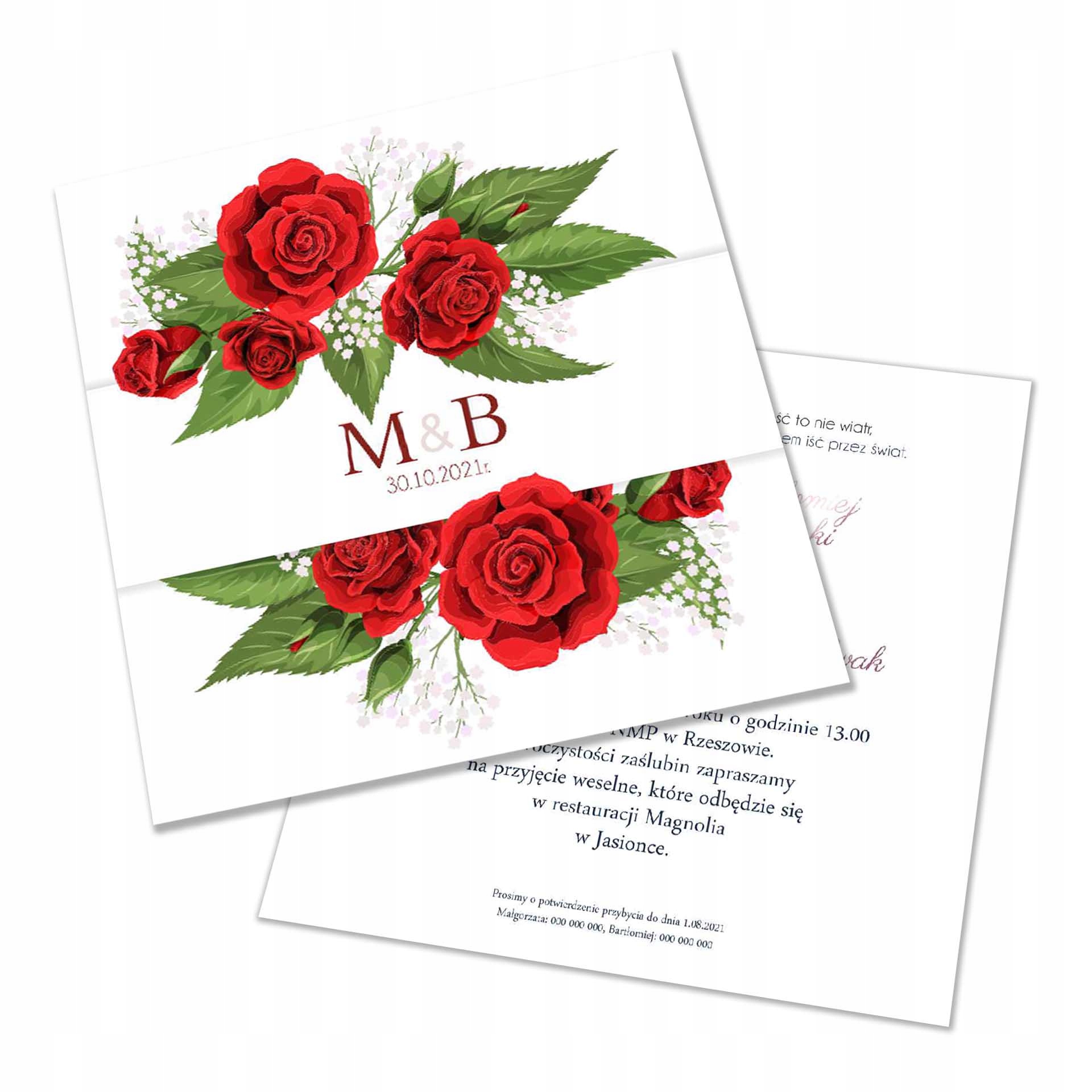 ZAPROSZENIA ŚLUBNE KWADRAT 14x14cm + koperta