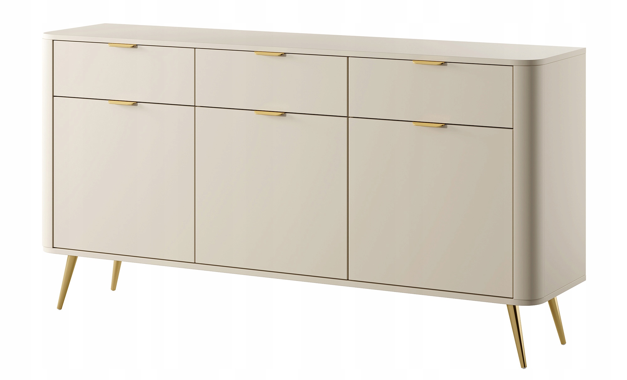 Třídveřová komoda Oval s zásuvkami 163,5 cm Béžová Selsey Design